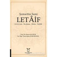 Şemsettin Sami Letaif - Salim Durukoğlu - Akademisyen Kitabevi