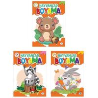 Hayvanlar Boyama Kitabı (3 Kitap) Dokuz Çocuk