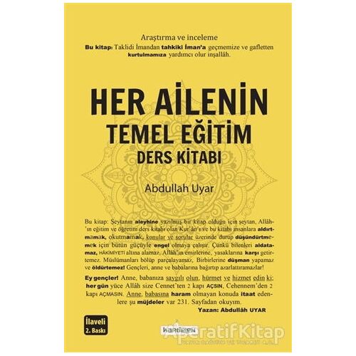 Her Ailenin Temel Eğitim Ders Kitabı - Abdullah Uyar - Kardelen Yayınları
