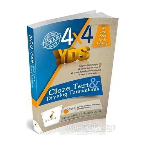 4x4 YDS Seti 3. Kitap Cloze Test, Diyalog Tamamlama - Mustafa Demir - Pelikan Tıp Teknik Yayıncılık