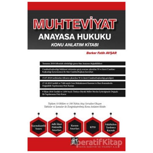 Muhteviyat Anayasa Hukuku Konu Anlatım Kitabı - Berker Fatih Avşar - Gazi Kitabevi