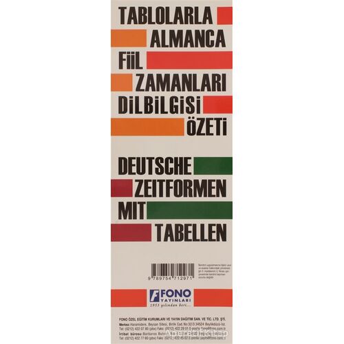 Almanca Fiil Zamanları ve Dilbilgisi Tablosu - Kolektif - Fono Yayınları