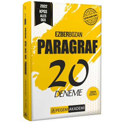 Pegem Akademi 2022 KPSS ALES DGS Ezberbozan Paragraf 20 Deneme