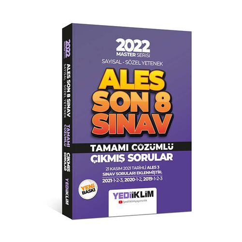 Yediiklim 2022 Master Serisi ALES Sayısal Sözel Yetenek Son 8 Sınav Tamamı Çözümlü Çıkmış Sorular