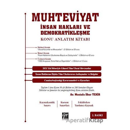 Muhteviyat İnsan Hakları ve Demokratikleşme - Mustafa İlker Tekir - Gazi Kitabevi