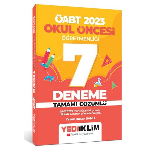 Yediiklim 2023 ÖABT Okul Öncesi Öğretmenliği Tamamı Çözümlü 7 Deneme