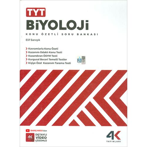 TYT Biyoloji Konu Özetli Soru Bankası 4K Yayınları
