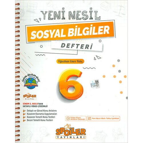 6.Sınıf Sosyal Bilgiler Yeni Nesil Defteri Spoiler Yayınları