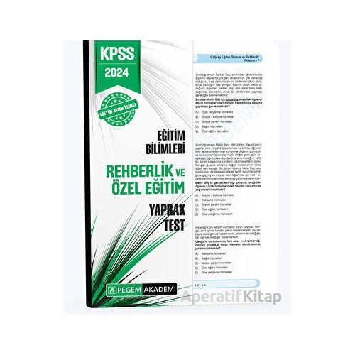 2024 KPSS Eğitim Bilimleri Rehberlik ve Özel Eğitim Yaprak Test