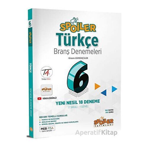 Spoiler Yayınları 6.Sınıf Türkçe Branş Denemeleri