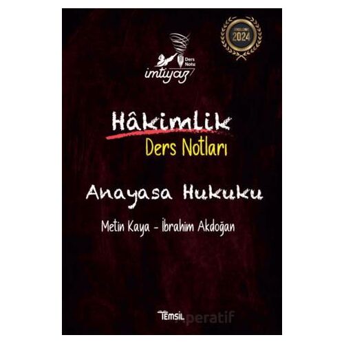 İmtiyaz Anayasa Hukuku Hakimlik Ders Notları - İbrahim Akdoğan - Temsil Kitap