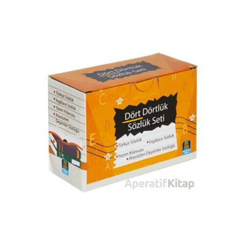 Dört Dörtlük Sözlük Seti ABC İlk ve Orta Öğretim TDK Uyumlu (4 Kitap Kutulu)
