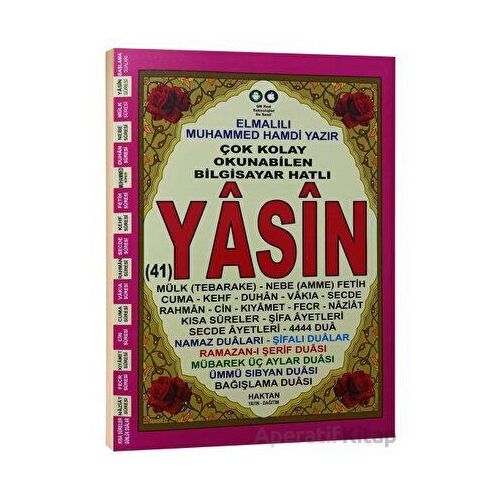 Haktan Yayınları Ortaboy 41 Yasin-i şerif 192 Sayfa Geniş Kapsamlı MAVİ