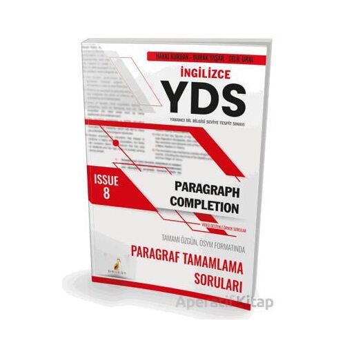 YDS İngilizce Paragraph Completion Issue 8 - Burak Yaşar - Pelikan Tıp Teknik Yayıncılık