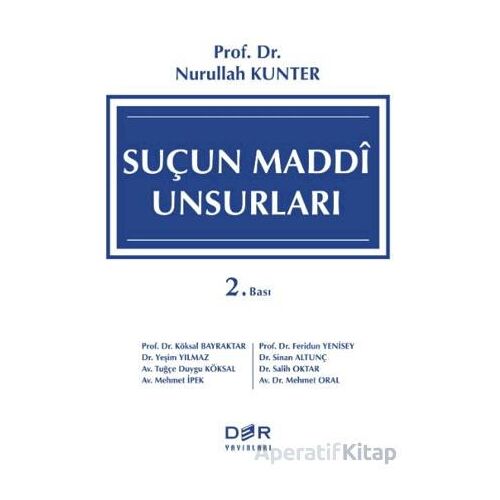 Suçun Maddi Unsurları - Nurullah Kunter - Der Yayınları