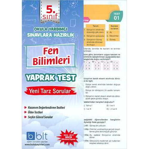 Bulut 5.Sınıf Fen BilimleriYaprak Test