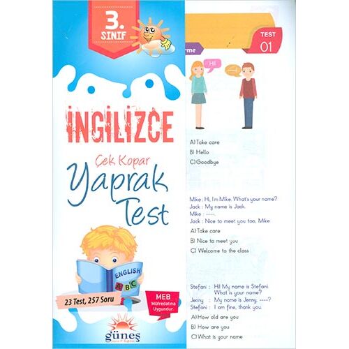 Güneş 3.Sınıf İngilizce Çek Kopar Yaprak Test