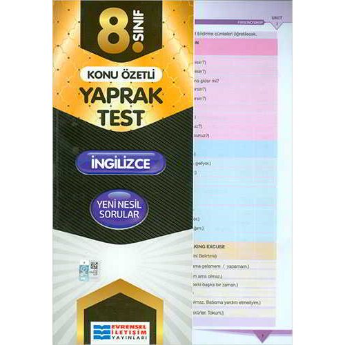 8. Sınıf İngilizce Konu Özetli Yaprak Test - Kolektif - Evrensel İletişim Yayınları