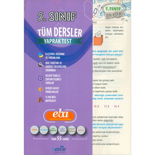 5.Sınıf Tüm Dersler Çek Kopart Yaprak Test Oscar Yayınları ESKİ MÜFREDAT
