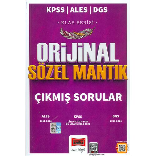 Yargı Yayınları 2025 KPSS ALES DGS Klas Serisi Orijinal Sözel Mantık Çıkmış Sorular