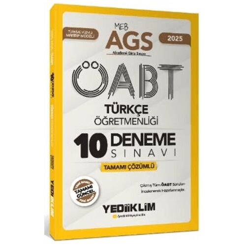 2025 MEB AGS ÖABT Türkçe Öğretmenliği Tamamı Çözümlü 10 Deneme Sınavı - Yediiklim Yayınları