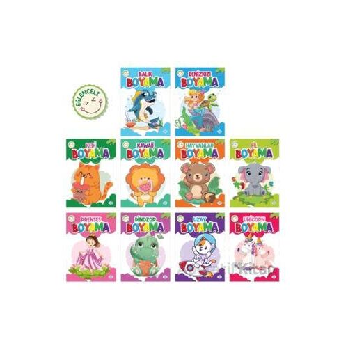 Eğlenceli Boyama Seti (10 Kitap) Dokuz Çocuk