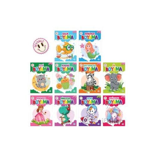 Sevimli Boyama Seti (10 Kitap) Dokuz Çocuk