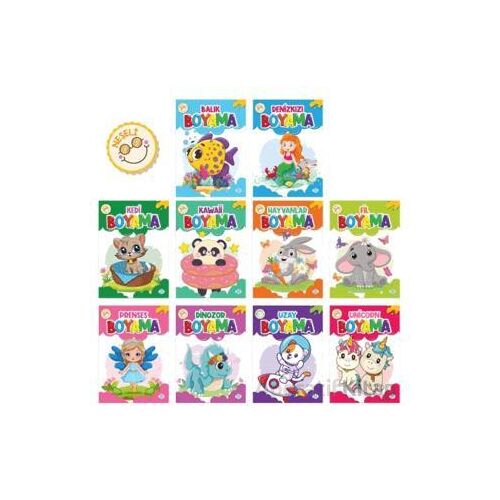 Neşeli Boyama Seti (10 Kitap) Dokuz Çocuk