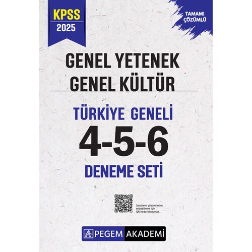 Pegem 2025 KPSS Tamamı Çözümlü Türkiye Geneli 4-5-6 (3’lü Deneme Seti)