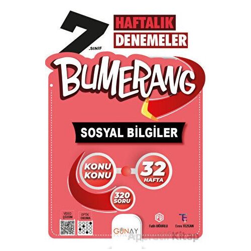 7. Sınıf Bumerang 32 Haftalık Sosyal Bilgiler Denemeleri (Kampanyalı) Günay Yayınları