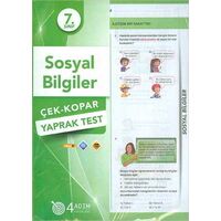 7. Sınıf Sosyal Bilgiler Çek Kopar Yaprak Test - Kolektif - 4 Adım Yayınları